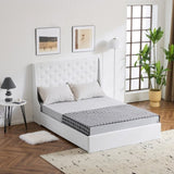 ZUN Upholstered Full Platform Storage Bed Frame with 4 Drawers, Wingback Headboard with Button Tufted 69625414