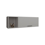 ZUN Wall Shelf 14.9" H, with 1 Door and 3 Shelves, Smokey Gray B097P250878