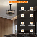 ZUN 18'' Farmhouse Ceiling Fans Light - Caged Ceiling Fan with Remote Control , 62057713