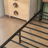 Twin Size Bed Frame with Storage Headboard, Metal Platform Bed with Charging Station, Bookcase W840P192226