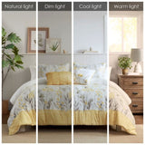 5 Piece Seersucker Comforter Set with Throw Pillows Yellow Full/Queen B035P148356