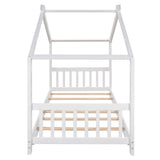 Twin Size House Platform Bed with Headboard and Footboard,Roof Design,White WF284064AAK