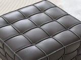 17.32''W Genuine Leather Tufted Ottoman,Footstool for Living Room & Bedroom,Grey Color W579P354656