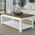 ZUN 48 inch Hampton Coffee Table, No Assembly Required, Jasmine Whitewash and Barnwood Finish B108131544