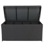 ZUN Simple And Practical Outdoor Ratton Deck Box Storage Box Black Four-Wire 93424533