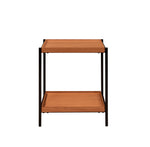 ZUN Honey Oak and Black End Table with Shelf B062P185645