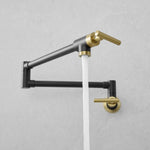 ZUN Brass Made Pot Filler, Black & Gold Pot Filler Faucet, Wall Mount Folding Kitchen Sink Pot Filler W1932P186932