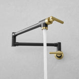 Brass Made Pot Filler, Black & Gold Pot Filler Faucet, Wall Mount Folding Kitchen Sink Pot Filler W1932P186932