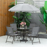 Outdoor dining table and chair package with umbrella 78478620