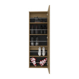Leto Wall Mounted Shoe Rack With Mirror, Single Door, Capacity For Ten Shoes Natural Oak B200P313680