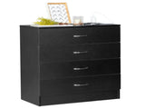 PB Wood Simple 4-Drawer Nightstand Dresser with USB Ports & Outlet Black 65945830