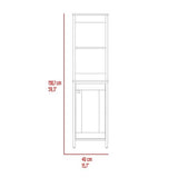 Linen Single Door Cabinet 59" H, Two Interior Shelves, Two Open Shelves, Light Gray B097133249