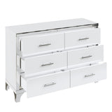 ZUN Elegant High Gloss Dresser with Metal Handle,Mirrored Storage Cabinet with 6 Drawers for N733P205355K