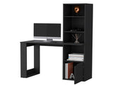 Peterson Computer Desk with 4-Tier Bookcase and 1-Door Cabinet Black B062111729