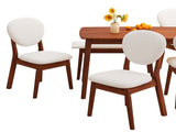 Rubberwood Dining Table Set, 1 Rectangular Table 4 Upholstered Chairs 1 Bench, Dark Walnut 33779655