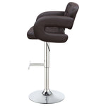 ZUN Brown and Chrome Adjustable Bar Stool B062P153486