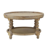 D29.7" x 16.5"Round 2-Tiered Side Tabel, Natural End Tabel for Lving Room Bedroom Entryway, Brown W2078P155914