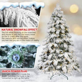 Artificial 7ft Flock LED-lit Christmas Tree with 890PE/PVC Mixed Branch Tips,Hinged Premium & 85519159