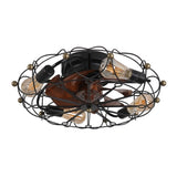 ZUN Low Profile Caged Ceiling Fan with Lights Remote Control, Embedded modern industrial ceiling fan W1340120487