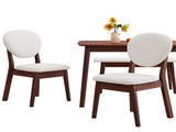 1 Table 2 Chairs 1 Bench Dining Set, Rubber Wood Frame with Beige Upholstered Seats, Deep Walnut 24362800