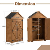 Outdoor Storage Cabinet, Garden Wood Tool Shed, Outside Wooden Shed Closet with Shelves and Latch W142291652
