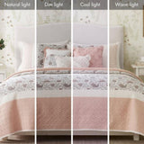 6 Piece Cotton Percale Quilt Set with Throw Pillows Blush King/Cal King B035129024