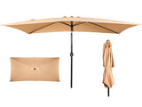 10 x 6.5 FT Square Patio Umbrella, Tilting Outdoor Market Umbrella with 6 Iron Ribs & Iron Pole, 00718129