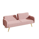 ZUN 70.47" Pink Fabric Double Sofa with Split Backrest and Two Throw Pillows,Suitable for living room, W1658120163