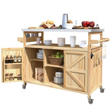 ZUN K&K Outdoor Kitchen Island, Rolling Bar Cart & Storage Cabinet, Farmhouse Solid Wood Outdoor Grill WF532198AAY