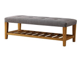 Grey and Oak Tufted Padded Seat Bench B062P189180