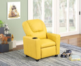 ZUN Marisa 22" Yellow PU Leather Kids Recliner Chair with Cupholder B061110703