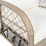 3-piece Outdoor Chair&Table Set Chat Set 2-person Rattan Seating Group with Two Swivel Chairs and a N719P234190N