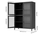 Classic Metal Storage Display with 4 Glass Doors 4 Shelves Bookcase Side W2378P176270