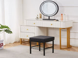 Vanity Footstool Ottoman 13" x 13" x 16", Soft Padded Seat with Faux Leather Cover, Modern Metal 83439500