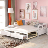 Wooden Daybed with Trundle Bed and Two Storage Drawers , Extendable Bed Daybed,Sofa Bed for Bedroom WF194973AAK