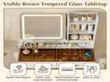 Makeup Vanity with LED Lighted Mirror, 360&deg Rotatable Mirror, Vanity Desk with 2 Drawers,Power N704P385441K