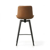 26 in. Swivel Counter Stool - Brown Vegan Leather Seat, Black Metal Frame, 1PC B2751P610243