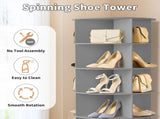 7-tier, 360&deg rotating wood-plastic composite shoe rack, 60*60*184cm, gray 93823398