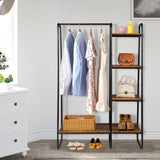 ZUN Clothes Rack with 5 Wood Shelf, Freestanding Rack,Garment Rack, Standing Metal Sturdy 50851359