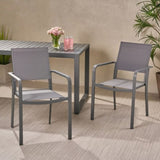 ZUN Outdoor Modern Aluminum Dining Chair with Mesh Seat , Gun Metal Gray and Dark Gray 66800.00GRY