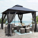 ZUN 10x10 Outdoor Patio Gazebo Canopy Tent With Ventilated Double Roof And Mosquito net W41940785