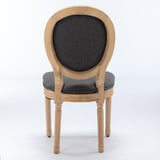 A&A Furniture,French Style Solid Wood Frame Antique Painting Linen Fabric Back Dining Chair,Set of W1143141071