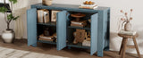 TREXM Buffet Cabinet with Storage, 4-Door Retro Wood Sideboard with Distressed Finish and Adjustable N715P204444M