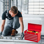 ZUN Metal Tool Box with 4 Drawers Portable Steel Tool Chest with Metal Cylinder Lock and Latch Closure, W3037P241995