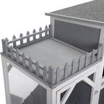 ZUN Large Rabbit Hutch, Wooden Bunny Cage with Casters, Fence, Trays, Water Bottle, Indoor and Outdoor W2181P146764