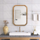 29.72*19.69 inches Functional Mirror with Cabinet, Wood Framed Bathroom Wall Cabinet with Mirror and W2295P339148