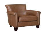 Traditional Brown Leather Accent Chair 1pc Solid Wood Frame Top-Grain Leather Nailhead Trim Classic B011P178524
