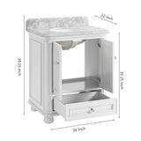 ZUN 30'' Bathroom Vanity with Carrara Natural Marble Top and Backsplash, Bathroom Storage Cabinet with W1059P155206