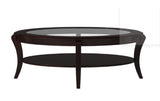 ZUN Rich Espresso Finish 1pc Cocktail Table with Glass Inserted Top Curve Legs Lower Display Shelf B01166423