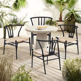 4PCS Weave Dining Chair, Mid-Century Modern Metal Rattan Chair for Kitchen Dining Living Room, 82470228